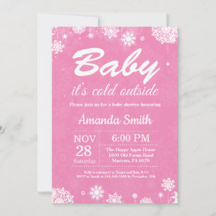 Baby its Cold Outside Winter Girl Baby Shower Invitation