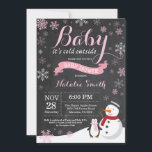 Baby Its Cold Outside Winter Girl Baby Shower Invitation<br><div class="desc">Baby Its Cold Outside Winter Girl Baby Shower Invitation. Girl Baby Shower Invitation. Winter Holiday Baby Shower Invite. Pink and White Snowflakes. Snowman and Chalkboard Background. For further customisation,  please click the "Customise it" button and use our design tool to modify this template.</div>