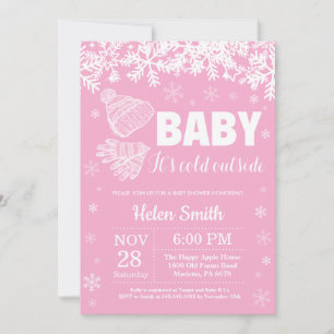 Baby its Cold Outside Winter Girl Baby Shower Invitation