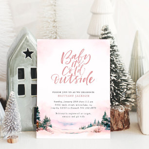 Baby it's Cold Outside Winter Girl Baby Shower Invitation