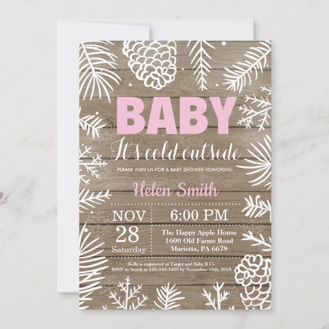 Baby its Cold Outside Winter Girl Baby Shower Invitation (Front)