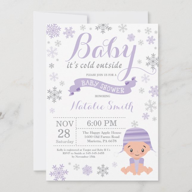 Baby Its Cold Outside Winter Girl Baby Shower Invitation (Front)