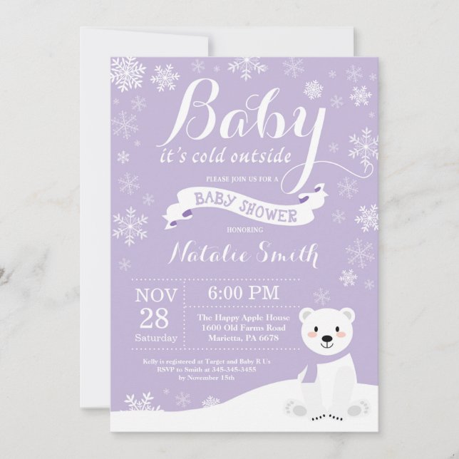 Baby Its Cold Outside Winter Girl Baby Shower Invitation (Front)