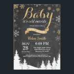 Baby its Cold Outside Winter Gold Baby Shower Invitation<br><div class="desc">Baby its Cold Outside Winter Baby Shower invitation. Gold and White Snowflake. Boy or Girl Baby Shower Invitation. Winter Holiday Baby Shower Invite. Chalkboard Background. Woodland Trees Forest Mountain. For further customisation,  please click the "Customise it" button and use our design tool to modify this template.</div>
