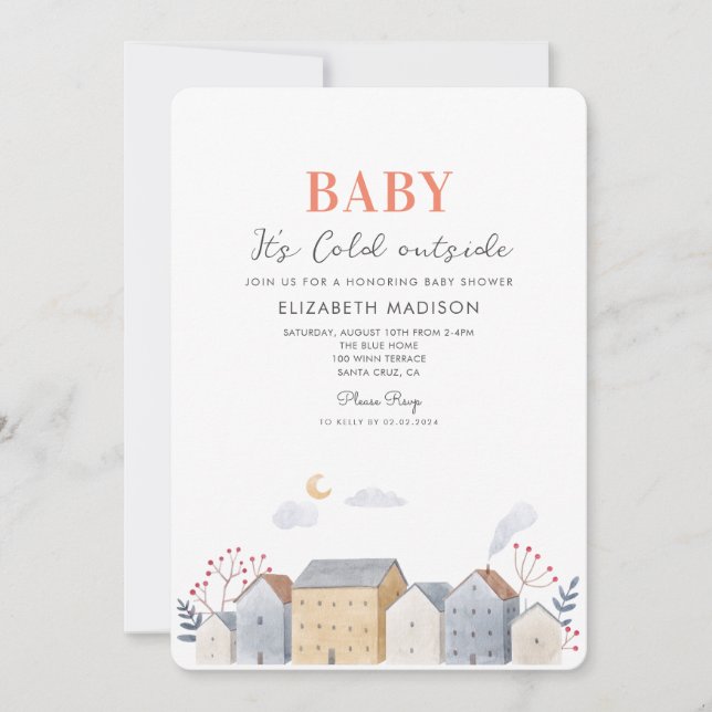 Baby its cold outside winter holiday baby shower invitation (Front)