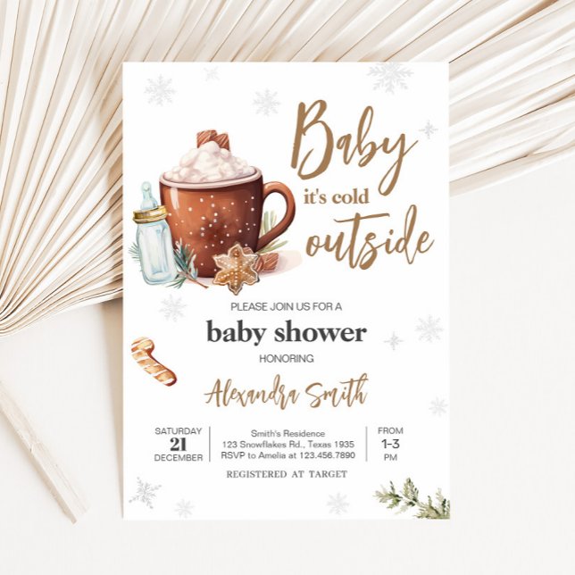 Baby Its Cold Outside Winter Hot Cocoa Baby Shower Invitation (Baby Its Cold Outside Baby Shower Invitation)