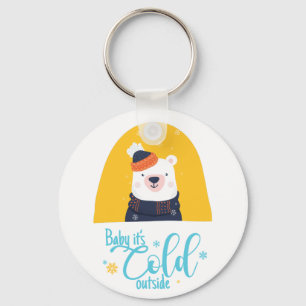 Baby it's cold outside winter key ring