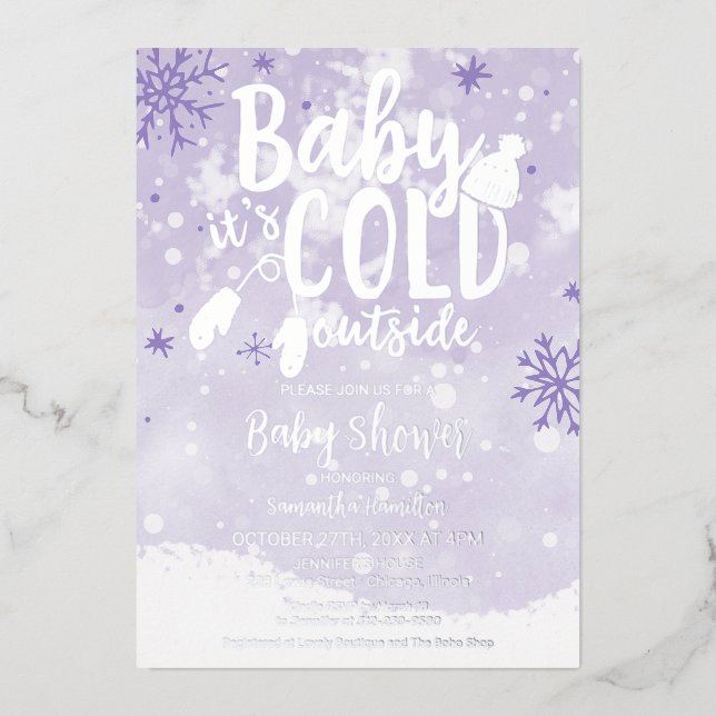 Baby It's Cold Outside Winter Lavender Baby Shower (Front)