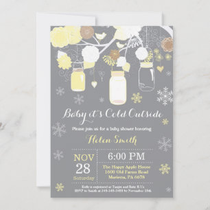 Baby its Cold Outside Winter Mason Jar Baby Shower Invitation