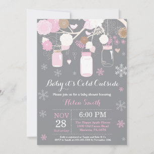 Baby its Cold Outside Winter Mason Jar Baby Shower Invitation
