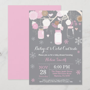 Baby its Cold Outside Winter Mason Jar Baby Shower Invitation