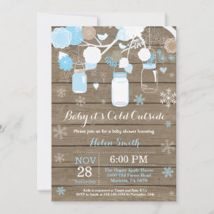 Baby its Cold Outside Winter Mason Jar Baby Shower Invitation