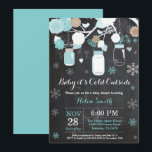 Baby its Cold Outside Winter Mason Jar Baby Shower Invitation<br><div class="desc">Baby its Cold Outside Winter Mason Jar Baby Shower Invitation.  Boy or Girl Baby Shower Invitation. Aqua and White Snowflakes. Mason Jar. Floral Flowers. String Lights. Chalkboard Background. Black and White. For further customisation,  please click the "Customise it" button and use our design tool to modify this template.</div>