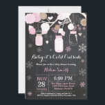 Baby its Cold Outside Winter Mason Jar Baby Shower Invitation<br><div class="desc">Baby its Cold Outside Winter Mason Jar Baby Shower Invitation.  Boy or Girl Baby Shower Invitation. Pink and White Snowflakes. Mason Jar. Floral Flowers. String Lights. Chalkboard Background. Black and White. For further customisation,  please click the "Customise it" button and use our design tool to modify this template.</div>