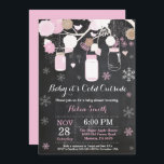 Baby its Cold Outside Winter Mason Jar Baby Shower Invitation<br><div class="desc">Baby its Cold Outside Winter Mason Jar Baby Shower Invitation.  Boy or Girl Baby Shower Invitation. Pink and White Snowflakes. Mason Jar. Floral Flowers. String Lights. Chalkboard Background. Black and White. For further customisation,  please click the "Customise it" button and use our design tool to modify this template.</div>
