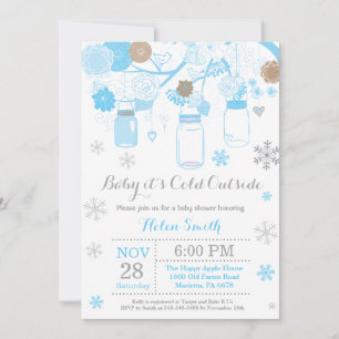 Baby its Cold Outside Winter Mason Jar Baby Shower Invitation
