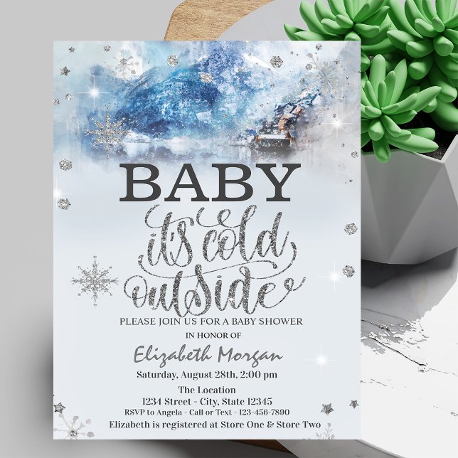 Baby It's Cold Outside Winter Mountain Lake  Invitation (Creator Uploaded)