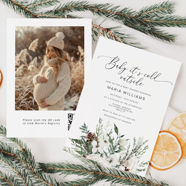 Baby its cold outside winter Photo baby shower Invitation (Creator Uploaded)