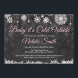 Baby Its Cold Outside Winter Pink Girl Baby Shower Invitation<br><div class="desc">Baby Its Cold Outside Winter Pink Girl Baby Shower Invitationn. Girl Baby Shower Invitation. Winter Holiday Baby Shower Invite. Pink and White Snowflakes. Chalkboard Background. For further customisation,  please click the "Customise it" button and use our design tool to modify this template.</div>