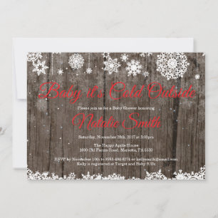 Baby Its Cold Outside Winter Red Baby Shower Invitation