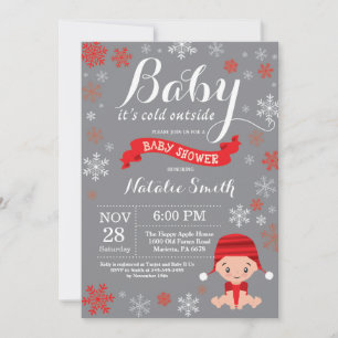 Baby Its Cold Outside Winter Red Baby Shower Invitation