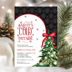 Baby It's Cold Outside Winter Red Bow Baby Shower Invitation