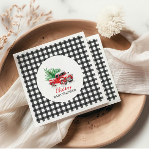 Baby its Cold Outside Winter Red Truck Baby Shower Napkin