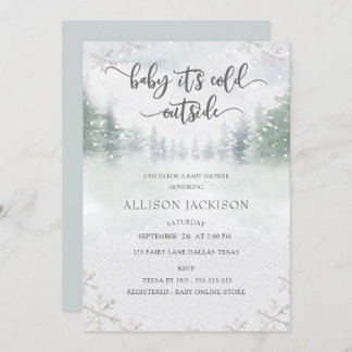 Baby It's Cold Outside Winter Snow Baby Shower Invitation