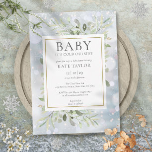 Baby Its Cold Outside Winter Snow Baby Shower Invitation