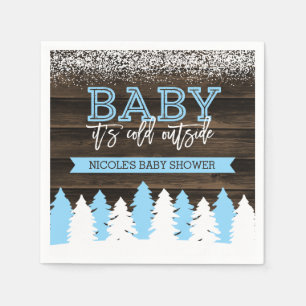 Baby It's Cold Outside Winter Snow Boy Baby Shower Napkin