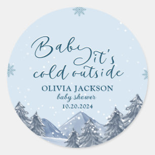 Baby its cold outside winter snowflake baby shower classic round sticker