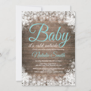 Baby Its Cold Outside Winter Snowflake Baby Shower Invitation