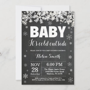 Baby its Cold Outside Winter Snowflake Baby Shower Invitation