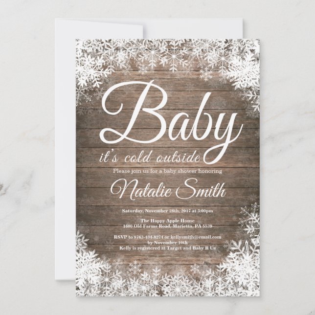 Baby Its Cold Outside Winter Snowflake Baby Shower Invitation (Front)