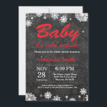 Baby its Cold Outside Winter Snowflake Baby Shower Invitation<br><div class="desc">Baby its Cold Outside Winter Snowflake Baby Shower Invitation. Boy or Girl Baby Shower. White and Red Snowflake. Winter Holiday Baby Shower Invite. Chalkboard Background. Black and White. For further customisation,  please click the "Customise it" button and use our design tool to modify this template.</div>