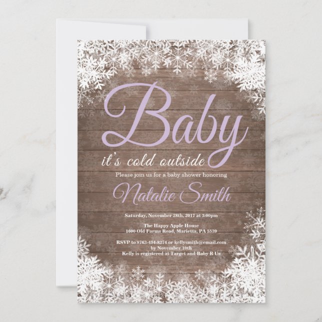 Baby Its Cold Outside Winter Snowflake Baby Shower Invitation (Front)