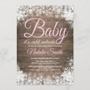 Baby Its Cold Outside Winter Snowflake Baby Shower Invitation