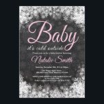 Baby Its Cold Outside Winter Snowflake Baby Shower Invitation<br><div class="desc">Baby Its Cold Outside Winter Snowflake Baby Shower Invitationn. Girl Baby Shower Invitation. Pink. Winter Holiday Baby Shower Invite. White Snowflakes. Chalkboard Background. For further customisation,  please click the "Customise it" button and use our design tool to modify this template.</div>