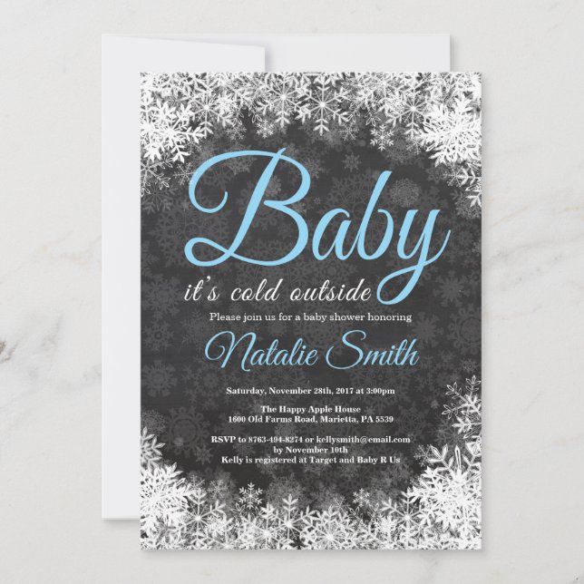 Baby Its Cold Outside Winter Snowflake Baby Shower Invitation (Front)