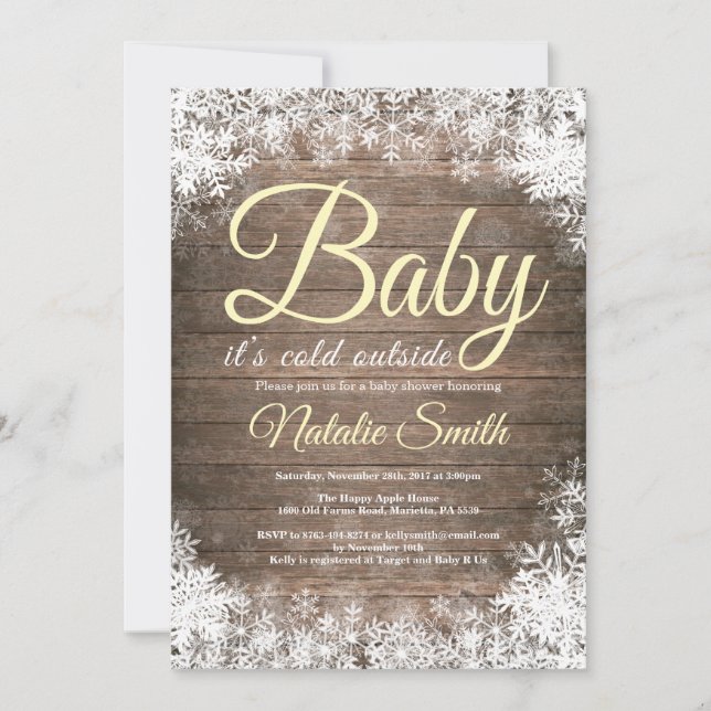 Baby Its Cold Outside Winter Snowflake Baby Shower Invitation (Front)