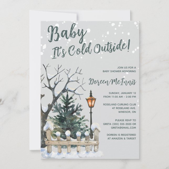 Baby It's Cold Outside, Winter Themed Baby Shower Invitation (Front)
