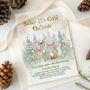 Baby It's Cold Outside Winter Woodland Baby Shower Invitation