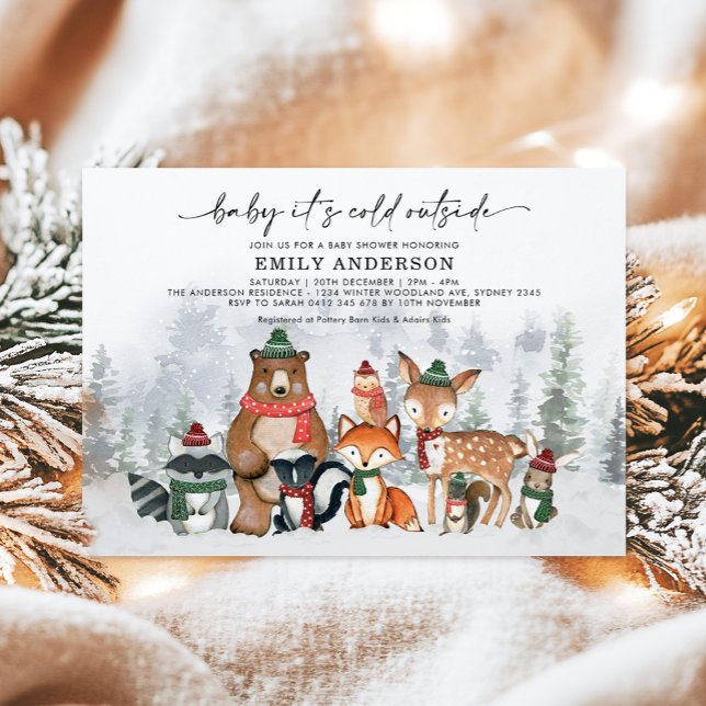 Baby It's Cold Outside Winter Woodland Baby Shower Invitation (Creator Uploaded)