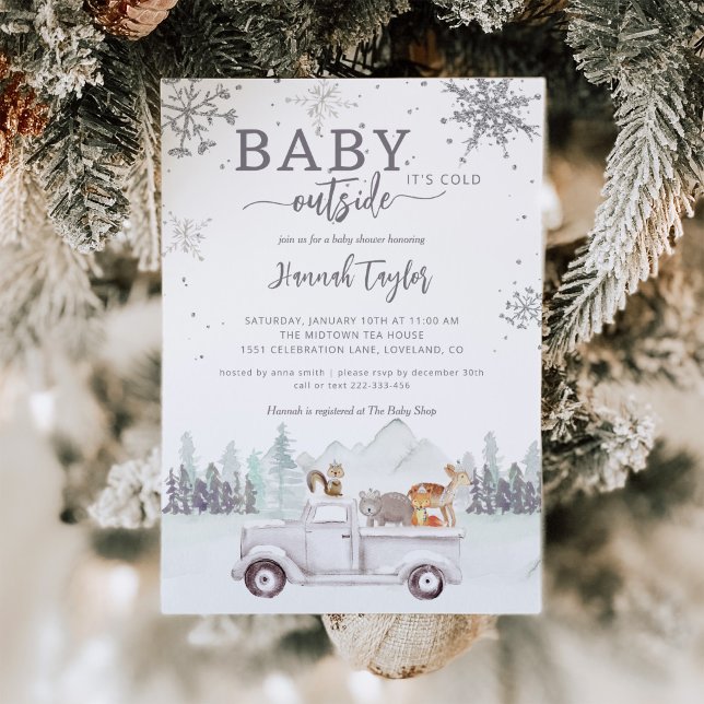 Baby It's Cold Outside Winter Woodland Baby Shower Invitation (Creator Uploaded)