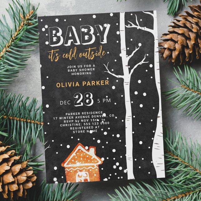 Baby its cold outside winter woodland baby shower invitation (Creator Uploaded)