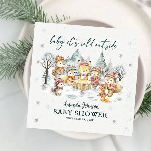 Baby Its Cold Outside Winter Woodland Baby Shower Napkin