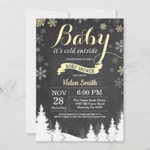 Baby its Cold Outside Winter Yellow Baby Shower Invitation