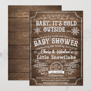 Baby Its Cold Outside Wood Baby Shower Invitation