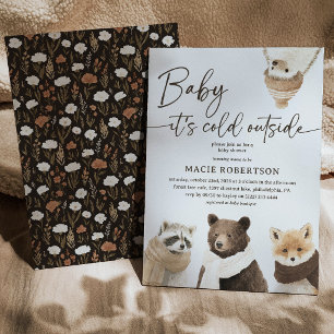 Baby Its Cold Outside Woodland Animals Baby Shower Invitation