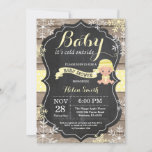 Baby its Cold Outside Yellow Baby Shower Invitation<br><div class="desc">Baby its Cold Outside Rustic Winter Baby Shower invitation. Yellow Snowflake. Rustic Wood Chalkboard Background. Country Vintage Retro Barn. Boy or Girl Baby Shower Invitation. Winter Holiday Baby Shower Invite. Yellow and White Snowflakes. For further customisation, please click the "Customise it" button and use our design tool to modify this...</div>